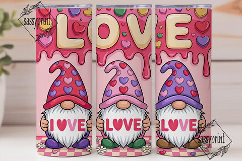 Valentine's Gnomes 20oz Tumbler Wrap Sublimation sassyprint 