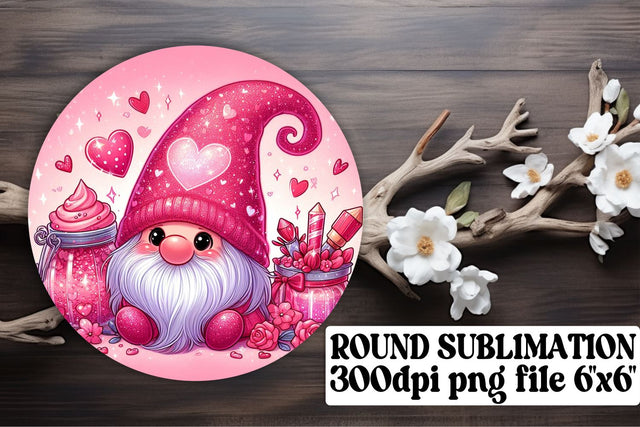 Valentines Gnomes Circle: Sublimation Ornaments, Keychain, Coaster Trio Sublimation afrosvg 