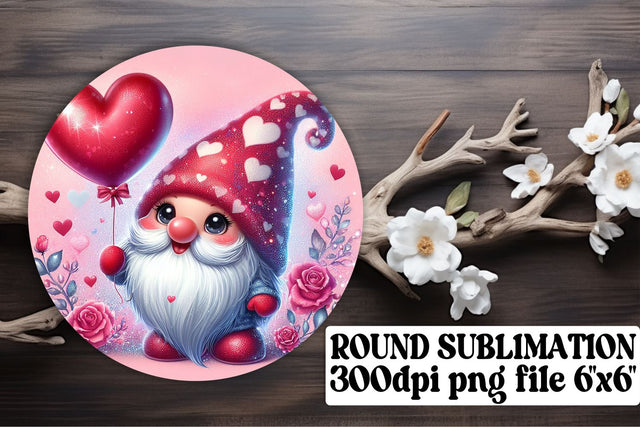 Valentines Gnomes in Love: Sublimation Circle Set - Ornaments, Keychain, Coaster Sublimation afrosvg 