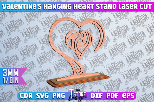 Valentine's Hanging Heart | Romantic Gift | Wood Art Ideas | CNC File SVG The T Store Design 