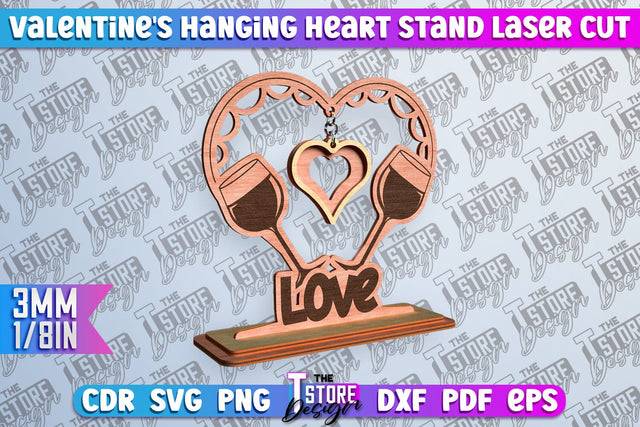 Valentine's Hanging Heart | Romantic Gift | Wood Art Ideas | CNC File SVG The T Store Design 