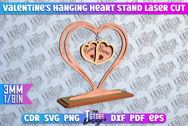 Valentine's Hanging Heart | Romantic Gift | Wood Art Ideas | CNC File SVG The T Store Design 
