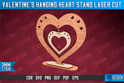 Valentine's Hanging Heart Stand Laser Cut SVG Design SVG Fly Design 