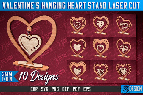 Valentine’s Hanging Heart Stand Laser Cut SVG Design SVG Fly Design 