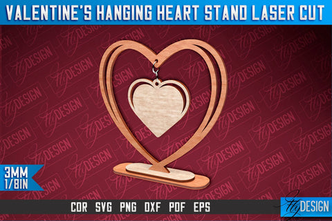 Valentine’s Hanging Heart Stand Laser Cut SVG Design SVG Fly Design 