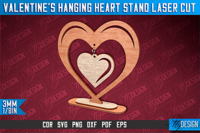 Valentine's Hanging Heart Stand Laser Cut SVG Design SVG Fly Design 