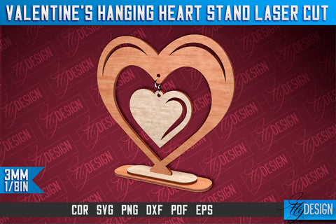 Valentine’s Hanging Heart Stand Laser Cut SVG Design SVG Fly Design 