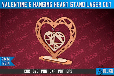 Valentine’s Hanging Heart Stand Laser Cut SVG Design SVG Fly Design 