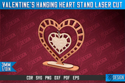 Valentine's Hanging Heart Stand Laser Cut SVG Design SVG Fly Design 