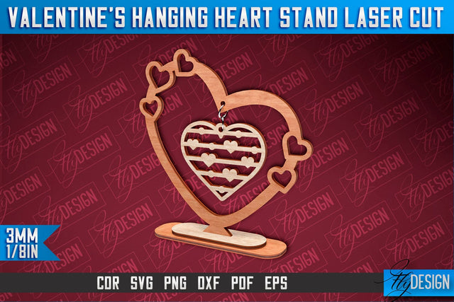 Valentine's Hanging Heart Stand Laser Cut SVG Design SVG Fly Design 