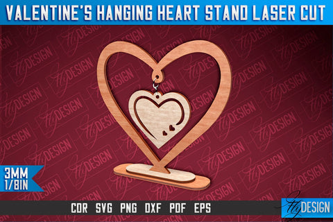 Valentine’s Hanging Heart Stand Laser Cut SVG Design SVG Fly Design 