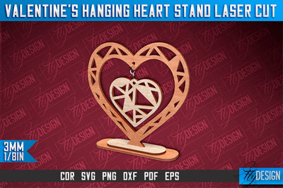 Valentine's Hanging Heart Stand Laser Cut SVG Design SVG Fly Design 