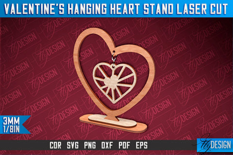 Valentine’s Hanging Heart Stand Laser Cut SVG Design SVG Fly Design 