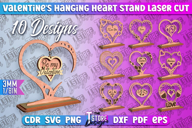 Valentine's Hanging Hearts Bundle | Romantic Gift | Wood Art Ideas | CNC Files SVG The T Store Design 