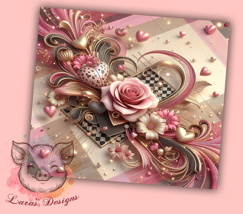 Valentines Heart 20 oz Skinny Tumbler Sublimation Design, Straight & Tapered Tumbler Png, Happy Valentines Day Tumbler Png, Digital Download PNG Sublimation Lara' s Designs 