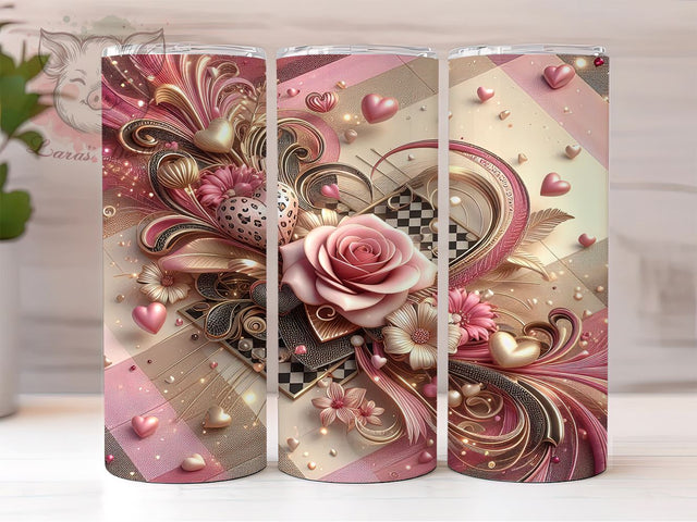 Valentines Heart 20 oz Skinny Tumbler Sublimation Design, Straight & Tapered Tumbler Png, Happy Valentines Day Tumbler Png, Digital Download PNG Sublimation Lara' s Designs 