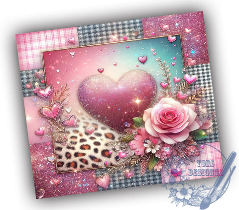 Valentines Heart 20oz Skinny Tumbler PNG, Happy Valentines Day Tumbler Sublimation Wrap, Straight & Tapered Tumbler Wrap, Instant Digital Download Sublimation ToriDesigns 