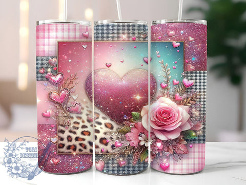 Valentines Heart 20oz Skinny Tumbler PNG, Happy Valentines Day Tumbler Sublimation Wrap, Straight & Tapered Tumbler Wrap, Instant Digital Download Sublimation ToriDesigns 