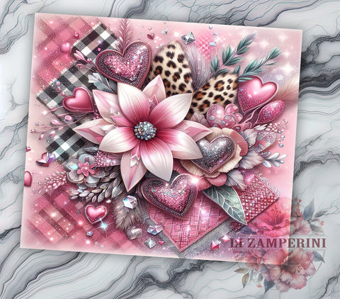 Valentines Heart 20oz Tumbler Wrap PNG, Happy Valentines Day Tumbler PNG Sublimation Design, Straight & Tapered Tumbler Wrap, Instant Digital Download Sublimation Li Zamperini 