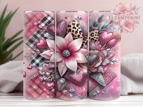 Valentines Heart 20oz Tumbler Wrap PNG, Happy Valentines Day Tumbler PNG Sublimation Design, Straight & Tapered Tumbler Wrap, Instant Digital Download Sublimation Li Zamperini 