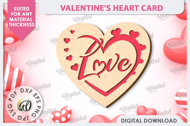 Valentine's Heart Card Laser Cut Design. Greeting Card SVG SVG Evgenyia Guschina 