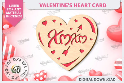 Valentine's Heart Card Laser Cut Design. Greeting Card SVG SVG Evgenyia Guschina 