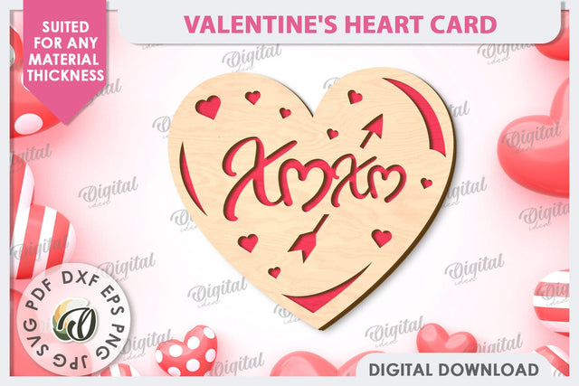 Valentine's Heart Card Laser Cut Design. Greeting Card SVG SVG Evgenyia Guschina 