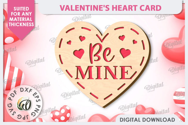 Valentine's Heart Card Laser Cut Design. Greeting Card SVG SVG Evgenyia Guschina 