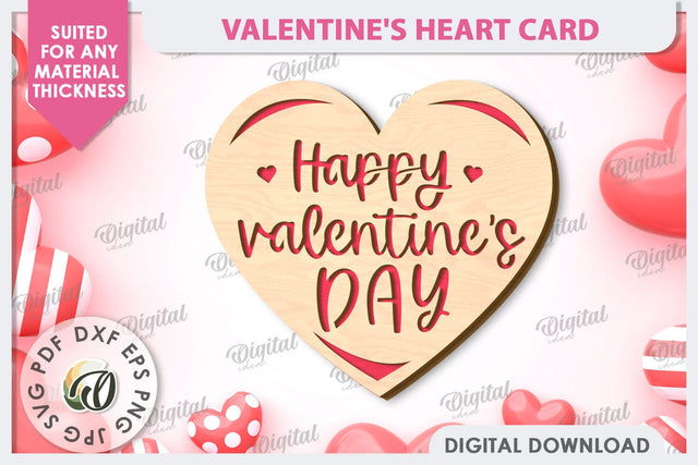 Valentine's Heart Card Laser Cut Design. Greeting Card SVG SVG Evgenyia Guschina 