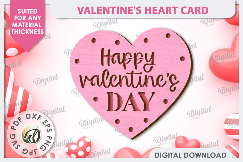 Valentine's Heart Card Laser Cut Design. Greeting Card SVG SVG Evgenyia Guschina 