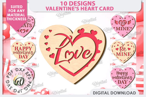 Valentine's Heart Cards Laser Cut Bundle. Greeting Cards SVG SVG Evgenyia Guschina 