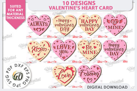 Valentine's Heart Cards Laser Cut Bundle. Greeting Cards SVG SVG Evgenyia Guschina 