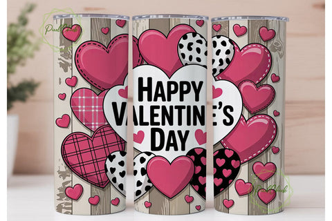 Valentine's Hearts 20oz Tumbler Wrap Sublimation PixelChick 