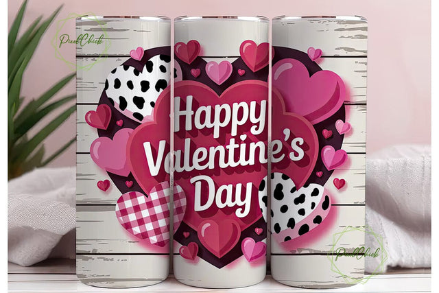 Valentine's Hearts 20oz Tumbler Wrap Sublimation PixelChick 