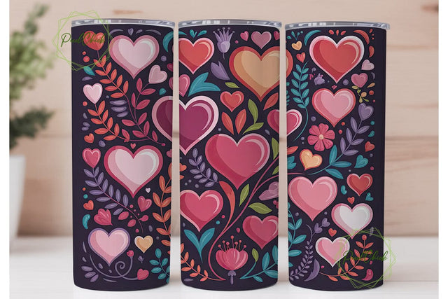 Valentine's Hearts 20oz Tumbler Wrap Sublimation PixelChick 