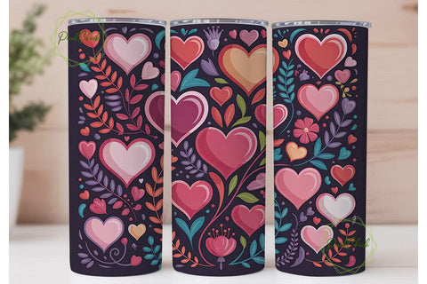 Valentine's Hearts 20oz Tumbler Wrap Sublimation PixelChick 
