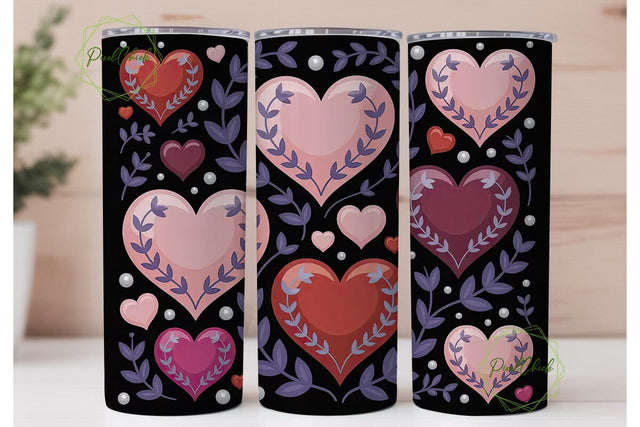 Valentine's Hearts 20oz Tumbler Wrap Sublimation PixelChick 