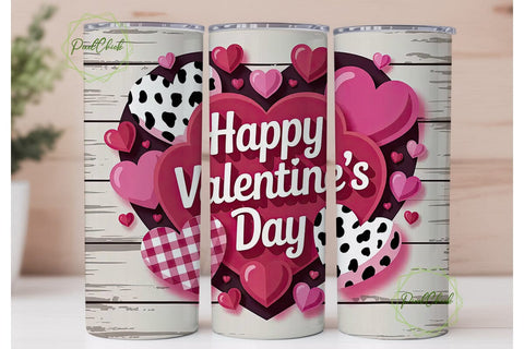 Valentine's Hearts 20oz Tumbler Wrap Sublimation PixelChick 