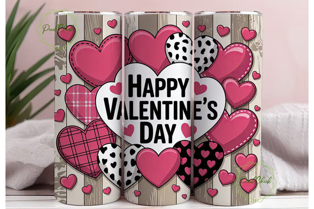 Valentine's Hearts 20oz Tumbler Wrap Sublimation PixelChick 
