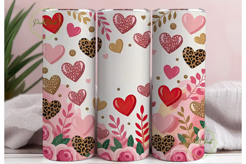 Valentine's Hearts 20oz Tumbler Wrap Sublimation PixelChick 