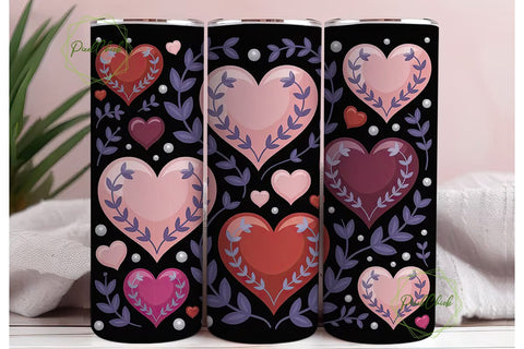 Valentine's Hearts 20oz Tumbler Wrap Sublimation PixelChick 