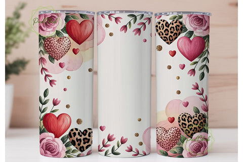 Valentine's Hearts 20oz Tumbler Wrap Sublimation PixelChick 
