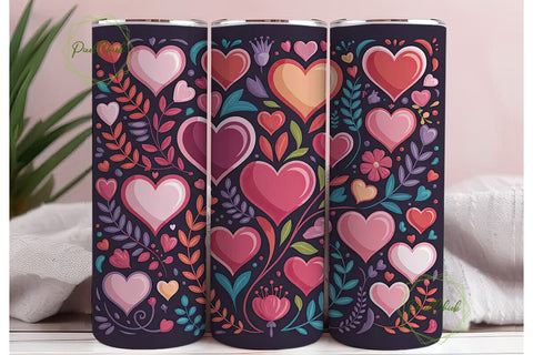 Valentine's Hearts 20oz Tumbler Wrap Sublimation PixelChick 