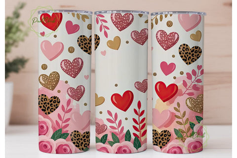 Valentine's Hearts 20oz Tumbler Wrap Sublimation PixelChick 