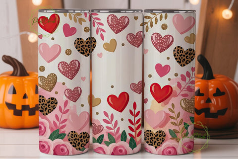 Valentine's Hearts 20oz Tumbler Wrap Sublimation PixelChick 