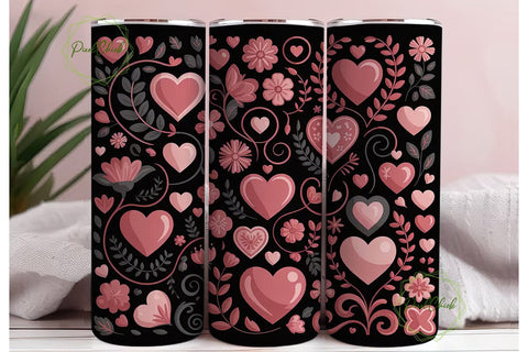 Valentine's Hearts 20oz Tumbler Wrap Sublimation PixelChick 