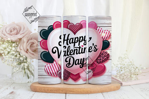 Valentine's Hearts 20oz Tumbler Wrap Sublimation sassyprint 