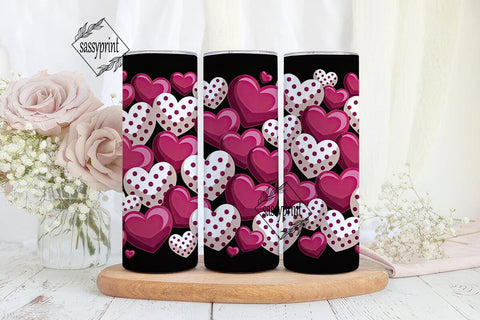 Valentines Hearts 20oz Tumbler Wrap Sublimation sassyprint 