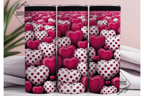 Valentines Hearts 20oz Tumbler Wrap Sublimation sassyprint 