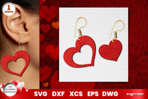 Valentine's Hearts Earrings Laser Cut SVG SvgOcean 